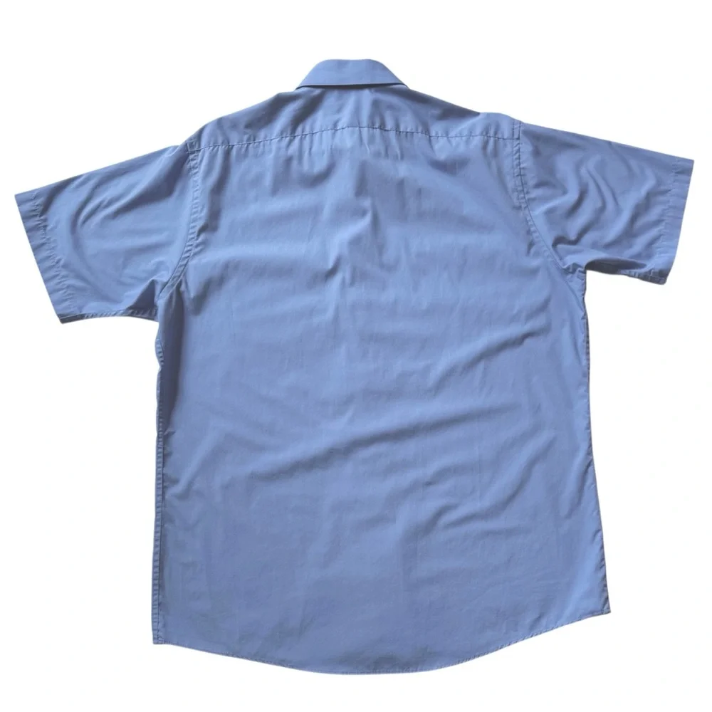 Arrow Wrinkle Free Half Sleeve Blue Men's Shirt Size 16-16 1/2 Large - Picture 2 of 11